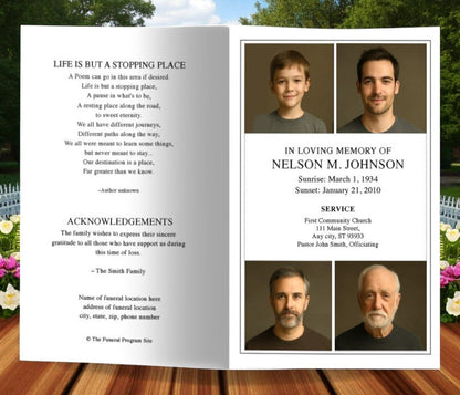 Quad Funeral Program Template - The Funeral Program Site