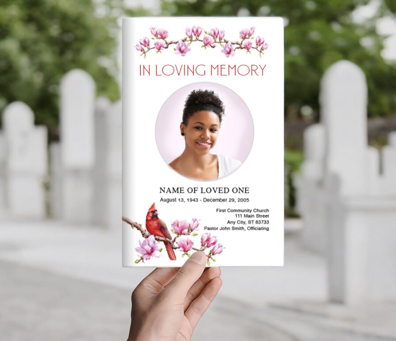 Red Cardinal Funeral Program Template - The Funeral Program Site