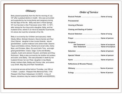 Remembrance Funeral Program Template - The Funeral Program Site