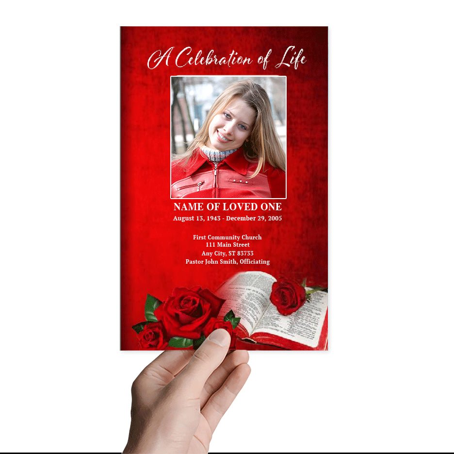 Rose Bible Funeral Program Template - The Funeral Program Site