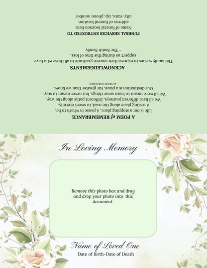 Rose Greeting Card Style Google Docs Funeral Program Template - The Funeral Program Site