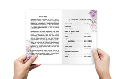 Rosette Watercolor Funeral Program Template - The Funeral Program Site