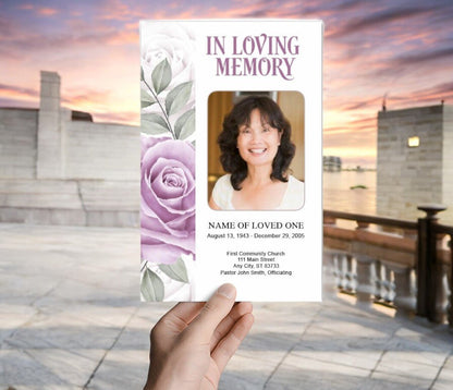 Rosette Watercolor Funeral Program Template - The Funeral Program Site
