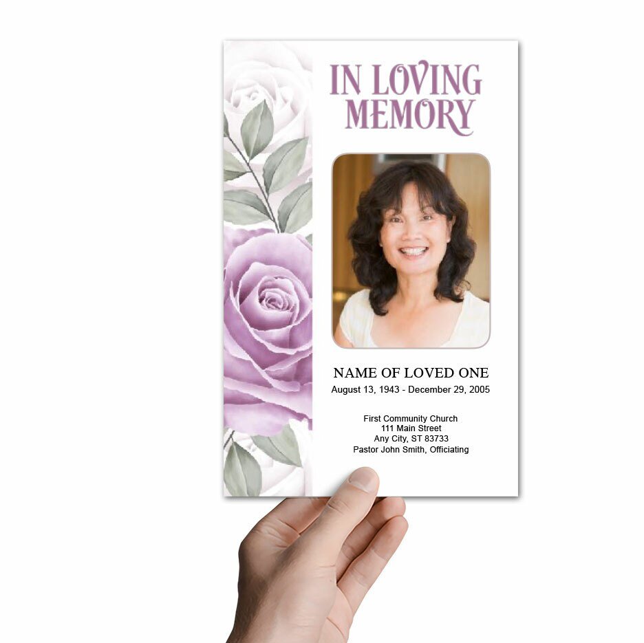 Rosette Watercolor Funeral Program Template - The Funeral Program Site