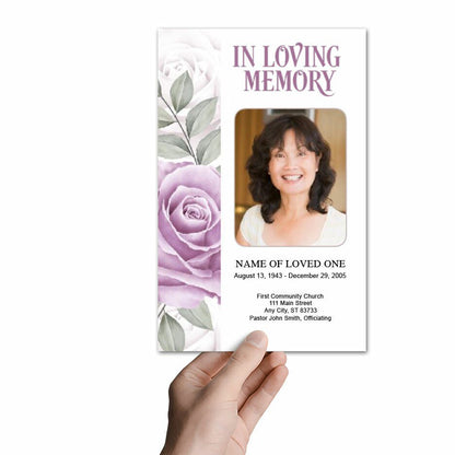 Rosette Watercolor Funeral Program Template - The Funeral Program Site