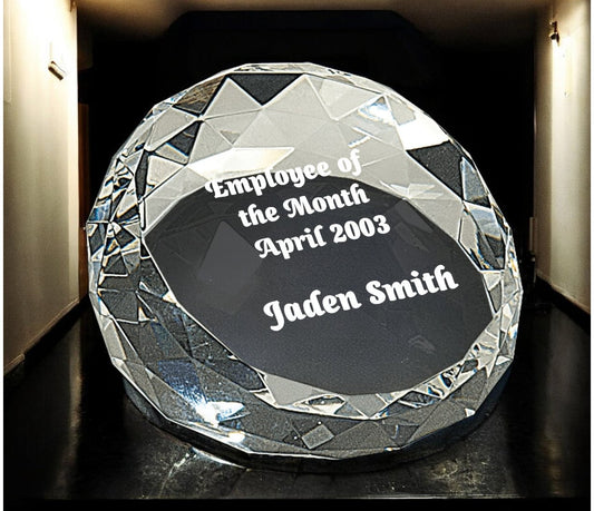 Round Crystal Facet Paperweight - Celebrate Prints