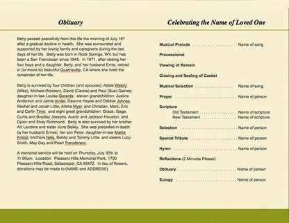 Saffron Funeral Program Template - The Funeral Program Site