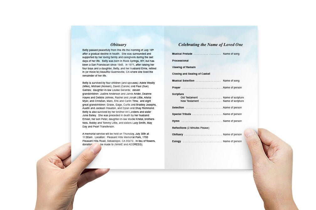 Sailing Watercolor Funeral Program Template - The Funeral Program Site