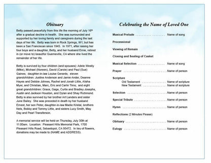 Sailing Watercolor Funeral Program Template - The Funeral Program Site