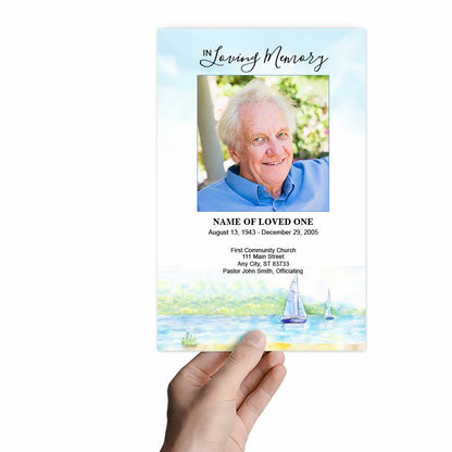 Sailing Watercolor Funeral Program Template - The Funeral Program Site