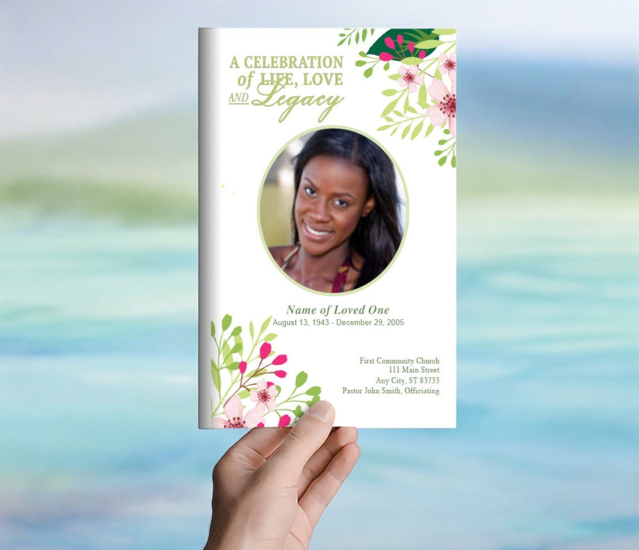 Samantha Watercolor Funeral Program Template - The Funeral Program Site
