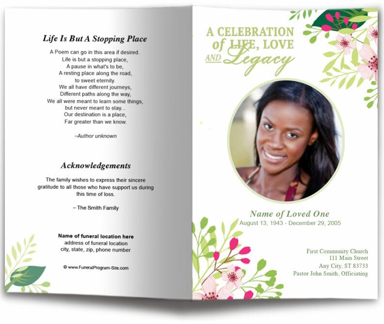 Samantha Watercolor Funeral Program Template - The Funeral Program Site