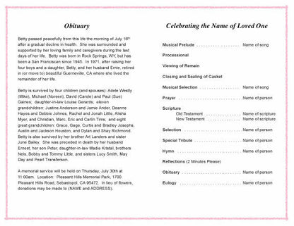 Sanders Funeral Program Template - The Funeral Program Site
