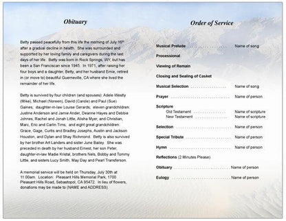 Sandy Funeral Program Template - The Funeral Program Site