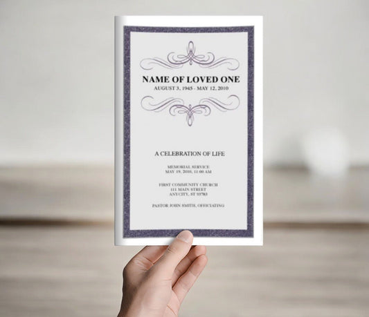 Script Monogram Frame Program Template - The Funeral Program Site