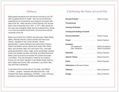 Seraphina Funeral Program Template - The Funeral Program Site