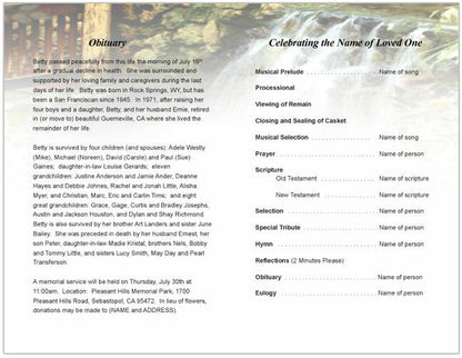 Serene Funeral Program Template - The Funeral Program Site