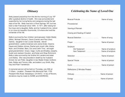 Shoreline Funeral Program Template - The Funeral Program Site
