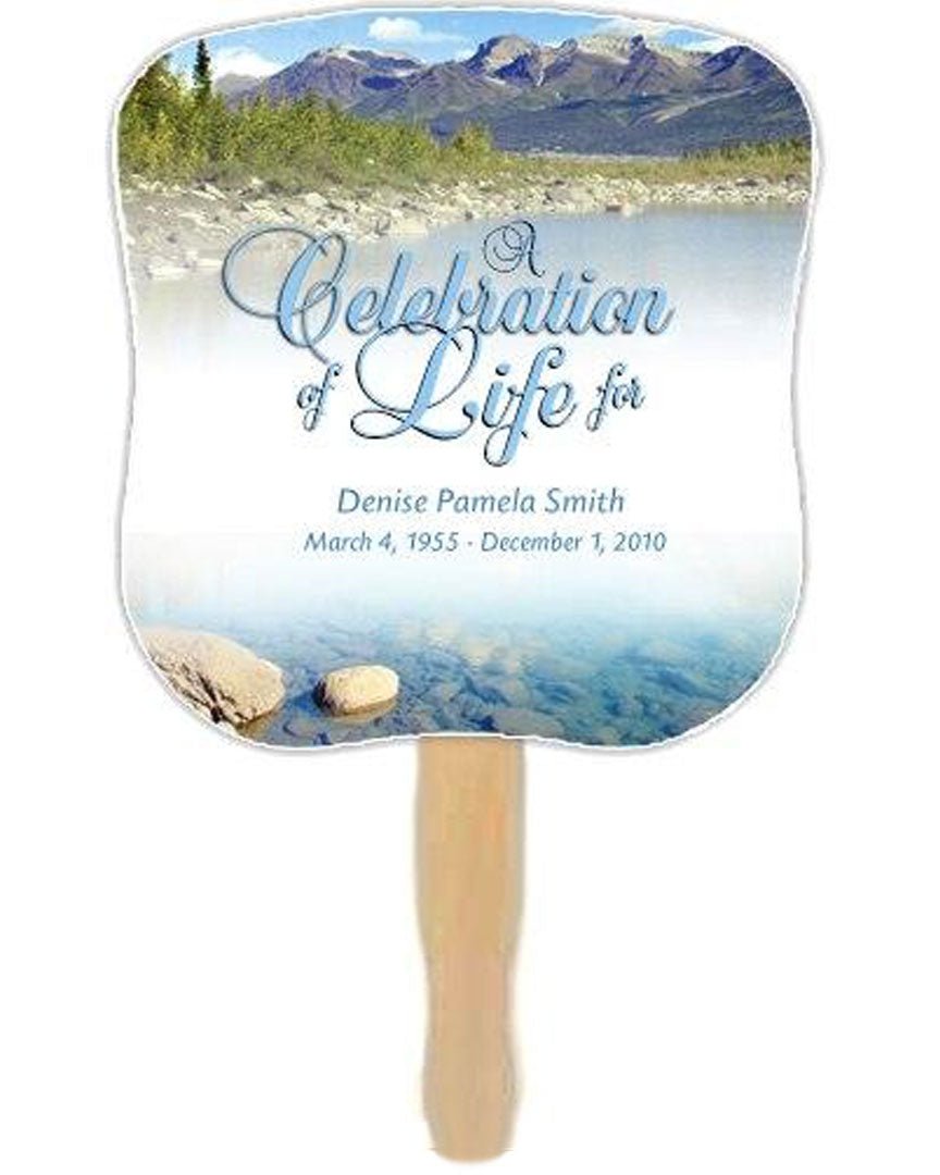 Sierra Memorial Fan With Wooden Handle (Pack Of 10) - Celebrate Prints