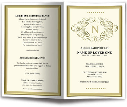 Signature Monogram Frame Program Template - The Funeral Program Site
