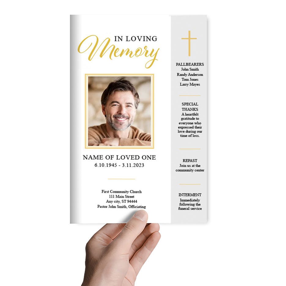 Silver Gold Funeral Program Template - The Funeral Program Site