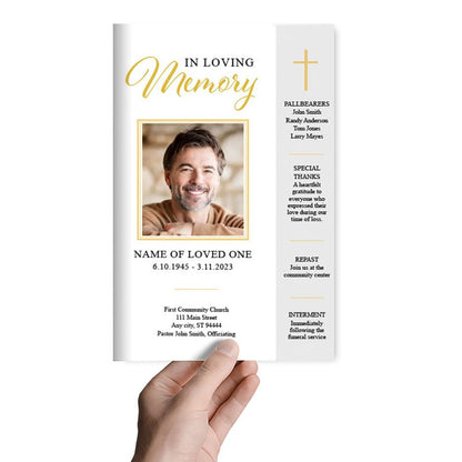 Silver Gold Funeral Program Template - The Funeral Program Site