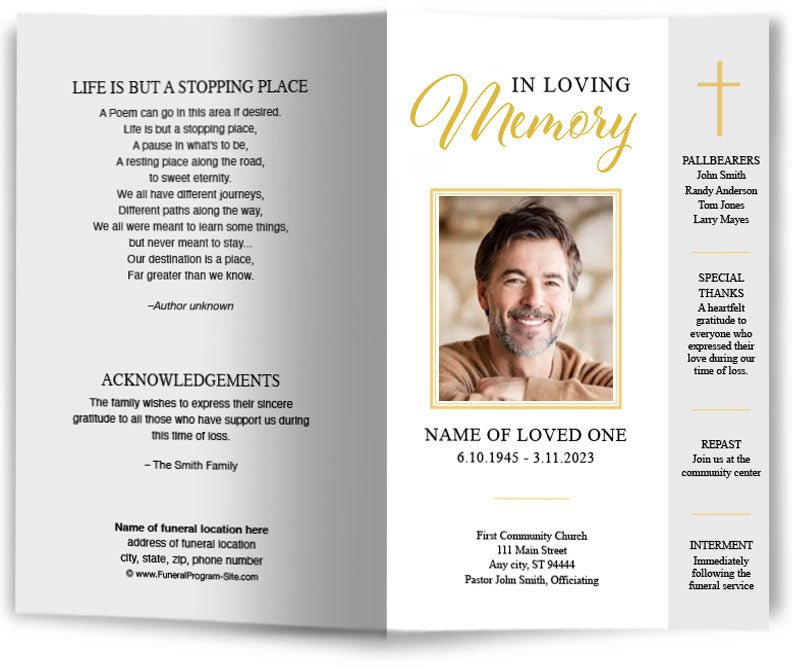 Silver Gold Funeral Program Template - The Funeral Program Site