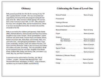 Sleek Funeral Program Template - The Funeral Program Site