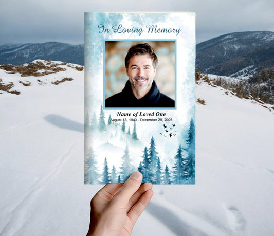 Snowy Mountain Funeral Program Template - The Funeral Program Site