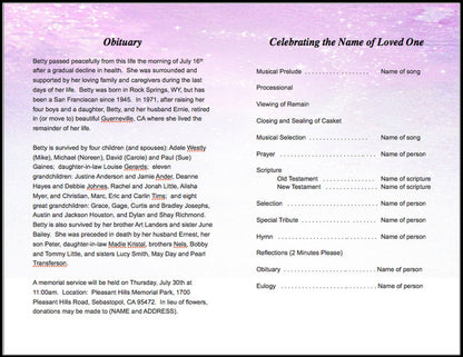 Sparkle Funeral Program Template - The Funeral Program Site
