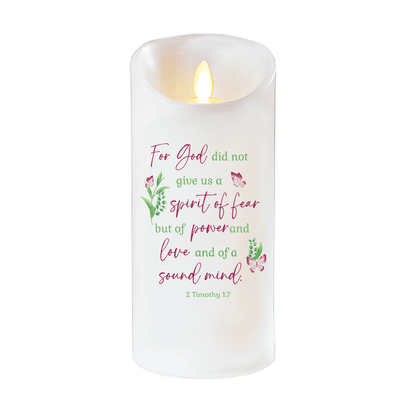 Spirit of Fear Bible Verse Dancing Wick LED Candle - Celebrate Prints