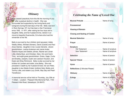 Spring Garden Funeral Program Template - The Funeral Program Site
