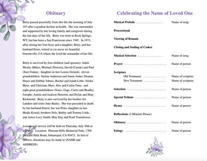 Springs Garden Funeral Program Template - The Funeral Program Site