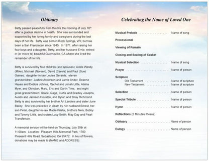 Starlight Funeral Program Template - The Funeral Program Site