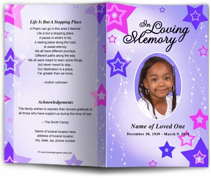 Starry Funeral Program Template - The Funeral Program Site