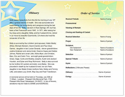 Starry Funeral Program Template - The Funeral Program Site