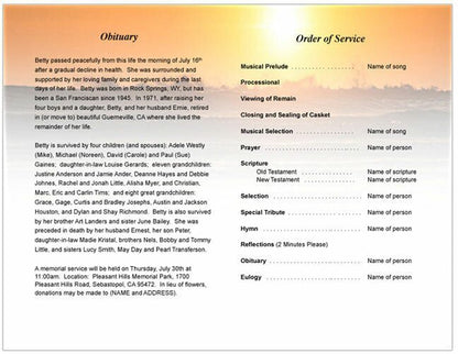 Sunrise Funeral Program Template - The Funeral Program Site