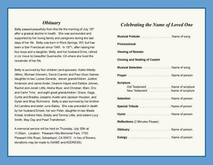 Tahoe Funeral Program Template - The Funeral Program Site