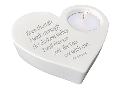 Thru The Valley Bible Verse Heart Tea Light Candle Holder - Celebrate Prints