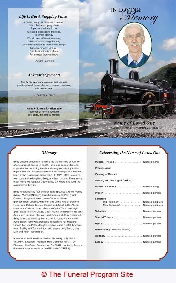 Train Funeral Program Template - The Funeral Program Site