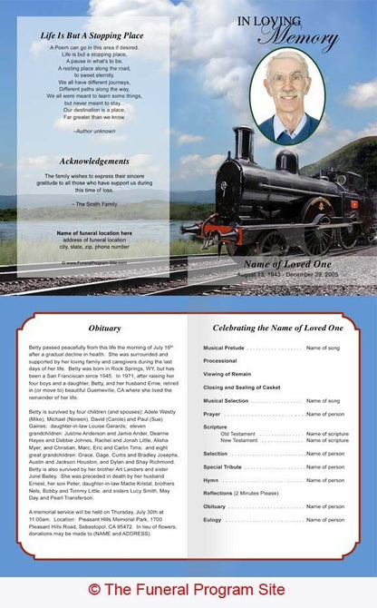 Train Funeral Program Template - The Funeral Program Site