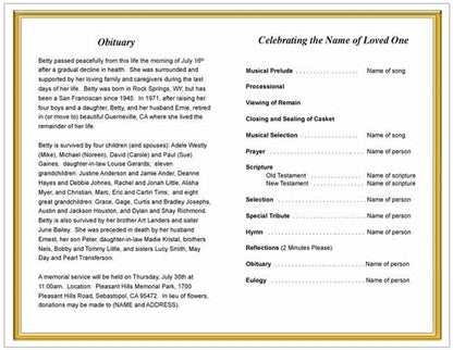 Tribute Funeral Program Template - The Funeral Program Site