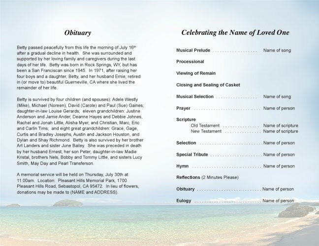 Tropical Funeral Program Template - The Funeral Program Site