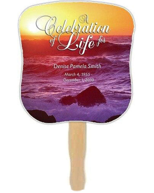 Twilight Memorial Fan With Wooden Handle (Pack Of 10) - Celebrate Prints