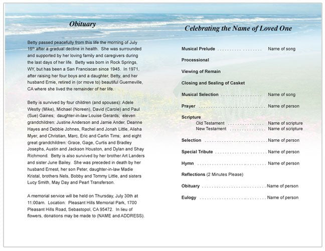 Unforgettable Funeral Program Template - The Funeral Program Site