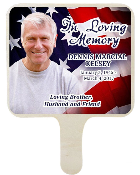 US Flag All-In-One Memorial Hand Fan (Pack of 10) - Celebrate Prints