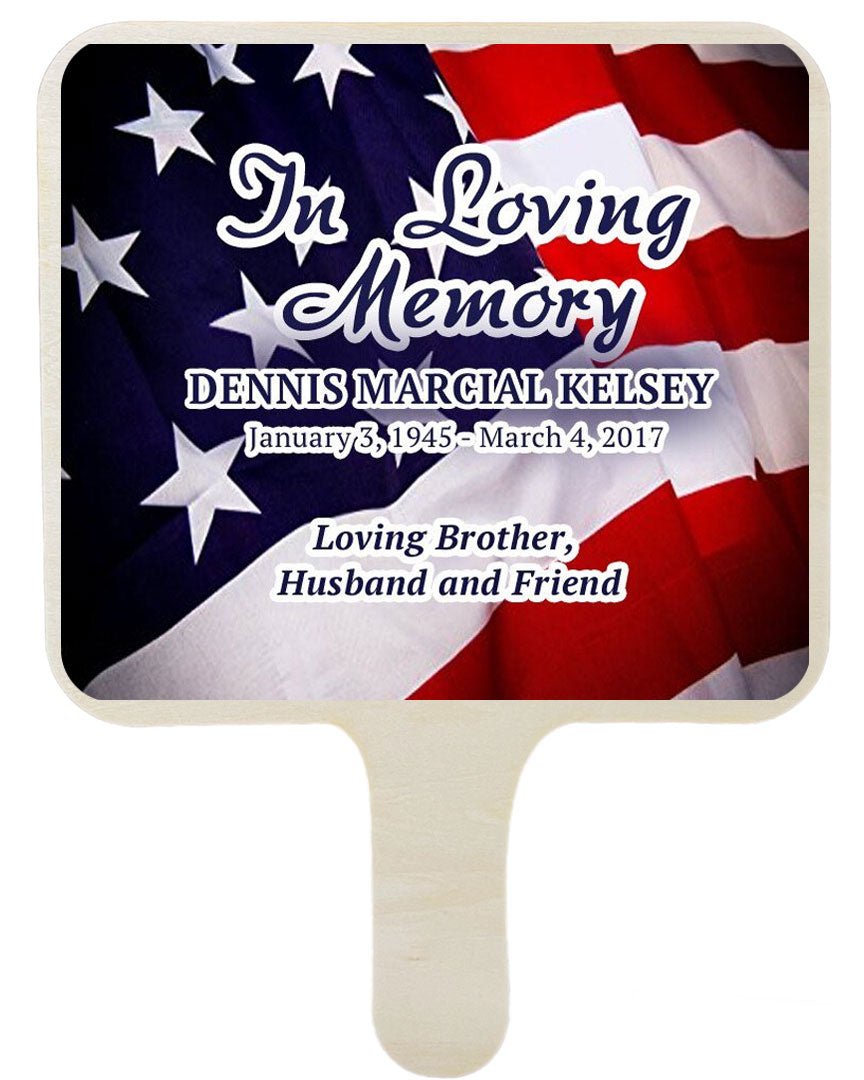 US Flag All-In-One Memorial Hand Fan (Pack of 10) - Celebrate Prints