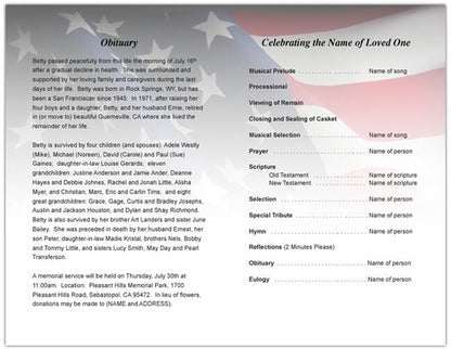 US Flag Funeral Program Template - The Funeral Program Site