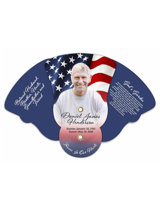 US Flag Memorial Custom Folding Hand Held Fan (Pack of 10) - Celebrate Prints