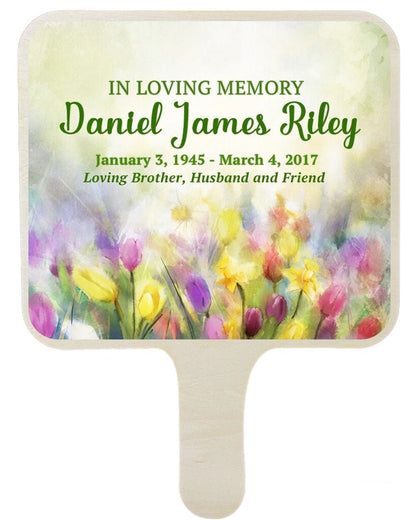 Watercolor All-In-One Memorial Hand Fan (Pack of 10) - Celebrate Prints